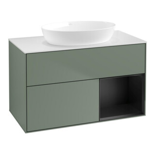 V&B Waschtischunterschrank Finion 100, Pl wh. m, Reg bla m Lac, Oli. m Lac