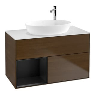 V&B Waschtischunterschrank Finion 100, Pl wh. m, Reg bla m Lac, wal ven