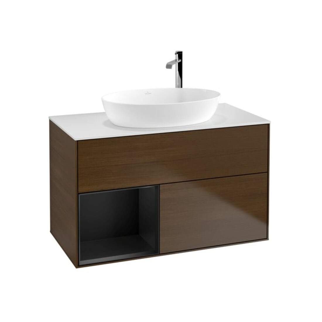 V&B Waschtischunterschrank Finion 100, Pl wh. m, Reg bla m Lac, wal ven