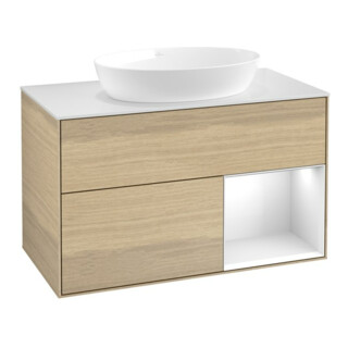 V&B Waschtischunterschrank Finion 100, Pl wh. m, Reg glo wh. Lac, Oa ven