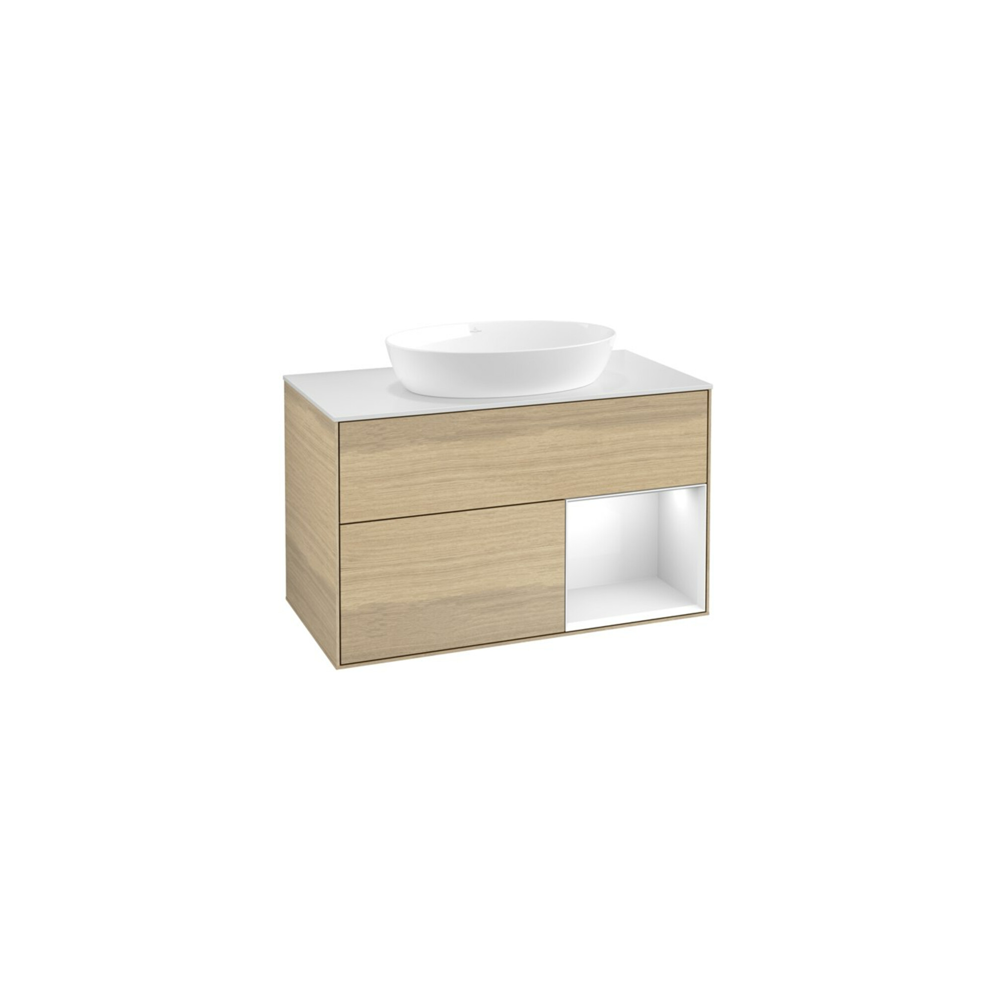 V&B Waschtischunterschrank Finion 100, Pl wh. m, Reg glo wh. Lac, Oa ven ; Villeroy & Boch