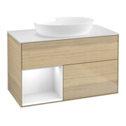 V&B Waschtischunterschrank Finion 100, Pl wh. m, Reg glo wh. Lac, Oa ven