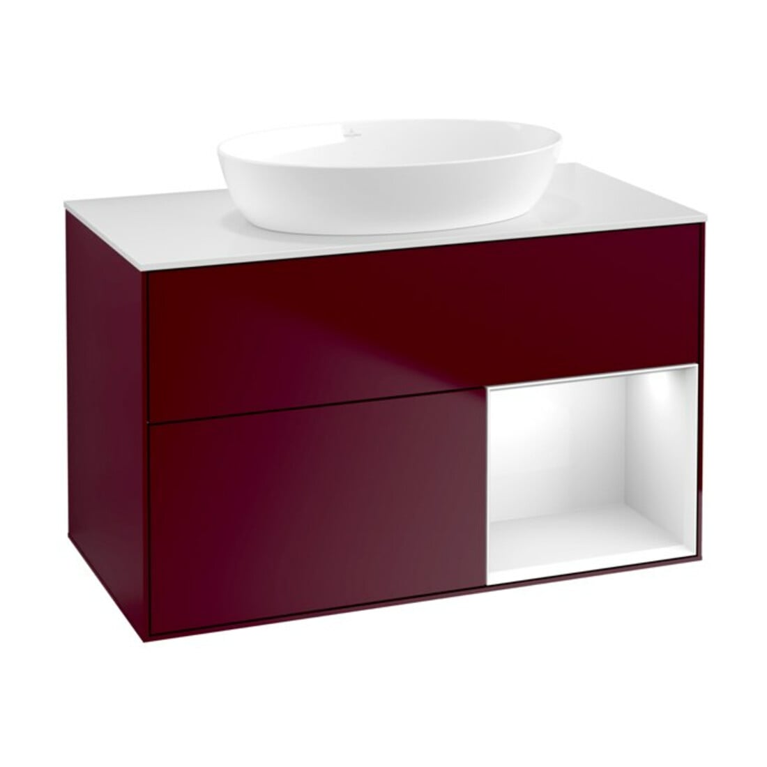 V&B Waschtischunterschrank Finion 100, Pl wh. m, Reg glo wh. Lac, Peo m