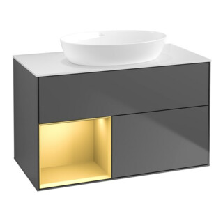 V&B Waschtischunterschrank Finion 100, Pl wh. m, Reg gol m Lac, Anthrac. m