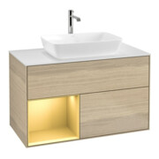 V&B Waschtischunterschrank Finion 100, Pl wh. m, Reg gol m Lac, Oa ven