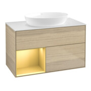 V&B Waschtischunterschrank Finion 100, Pl wh. m, Reg gol m Lac, Oa ven