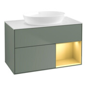 V&B Waschtischunterschrank Finion 100, Pl wh. m, Reg gol m Lac, Oli. m Lac