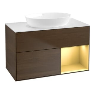 V&B Waschtischunterschrank Finion 100, Pl wh. m, Reg gol m Lac, wal ven