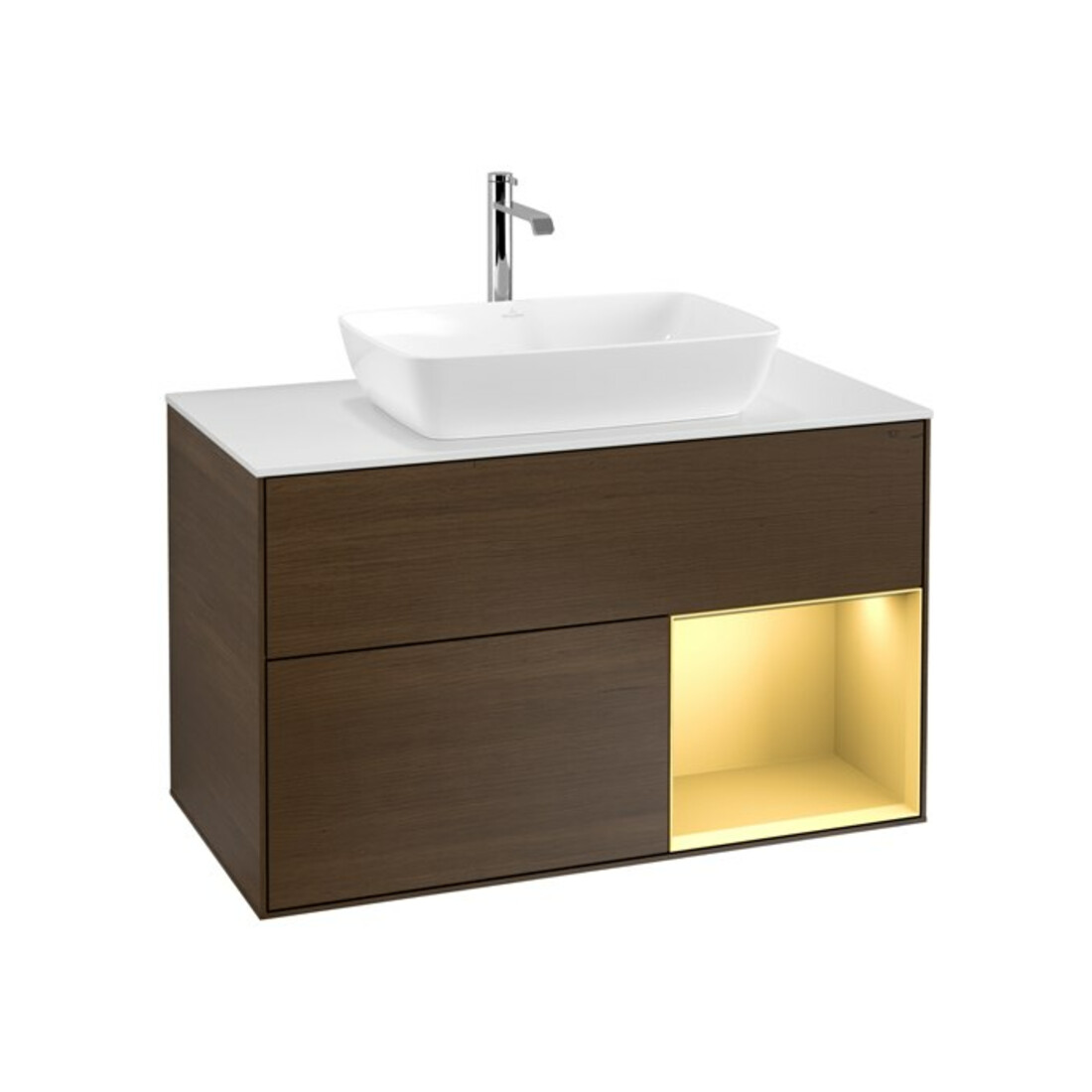 V&B Waschtischunterschrank Finion 100, Pl wh. m, Reg gol m Lac, wal ven