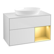 V&B Waschtischunterschrank Finion 100, Pl wh. m, Reg gol m Lac, wh. m Lac