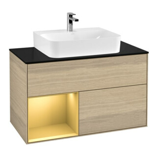 V&B Waschtischunterschrank Finion 100, Pl wh. m, Reg li gol m, Oa ven