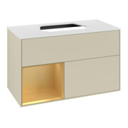 V&B Waschtischunterschrank Finion 100, Pl wh. m, Reg li gol m, si Gr m Lac