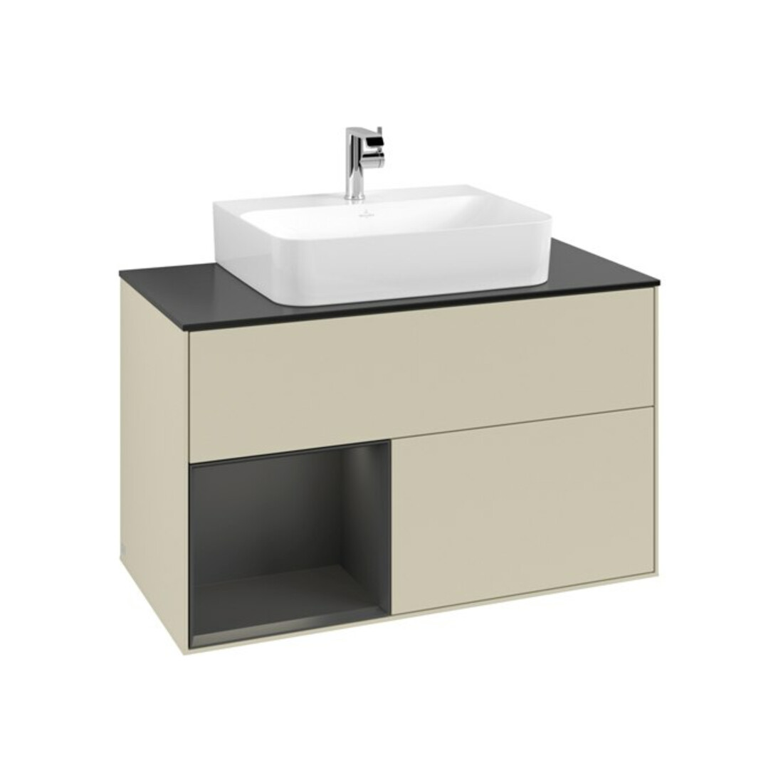 V&B Waschtischunterschrank Finion 100, Pl wh. m, Reg li gol m, si Gr m Lac