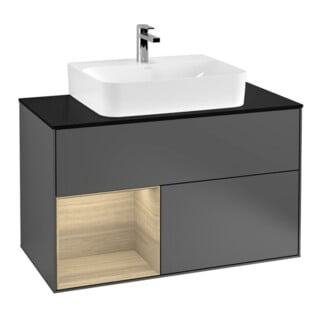 V&B Waschtischunterschrank Finion 100, Pl wh. m, Reg li Oa ven, Anthrac. m