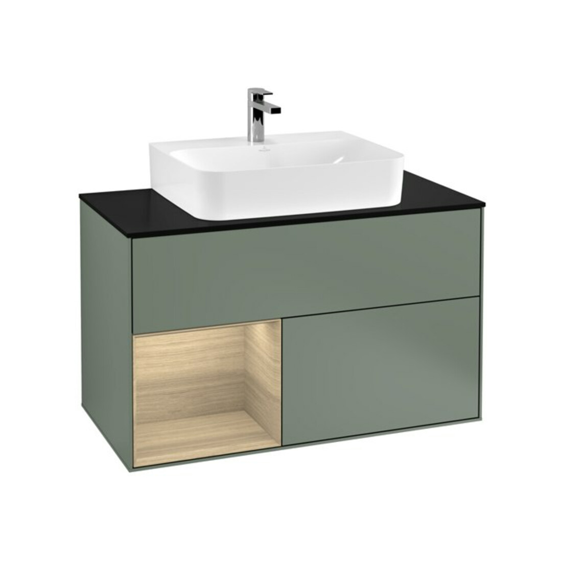 V&B Waschtischunterschrank Finion 100, Pl wh. m, Reg li Oa ven, Oli. m Lac