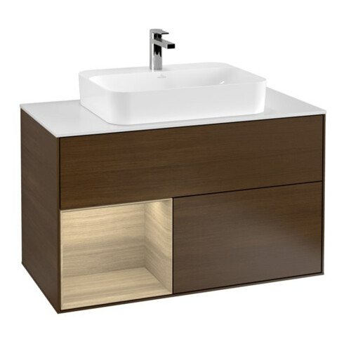 V&B Waschtischunterschrank Finion 100, Pl wh. m, Reg li Oa ven, wal ven