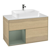 V&B Waschtischunterschrank Finion 100, Pl wh. m, Reg li Oli. m Lac, Oa ven
