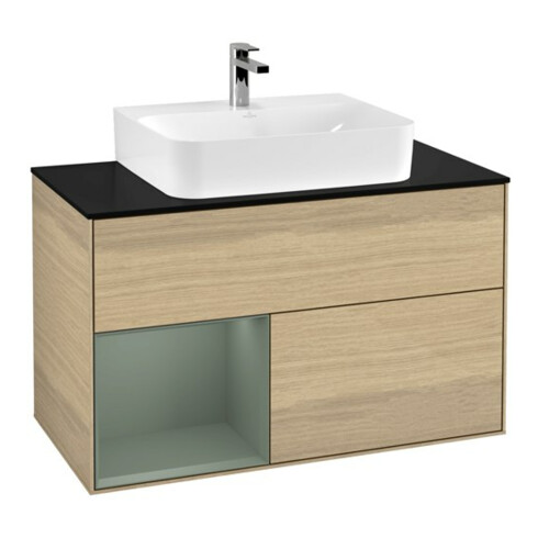 V&B Waschtischunterschrank Finion 100, Pl wh. m, Reg li Oli. m Lac, Oa ven