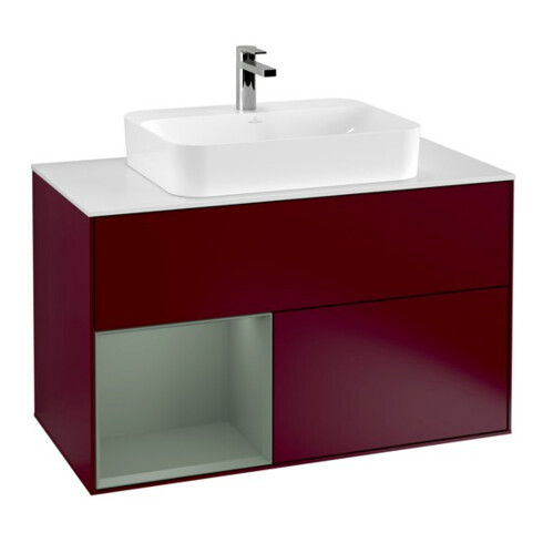 V&B Waschtischunterschrank Finion 100, Pl wh. m, Reg li Oli. m Lac, Peo m