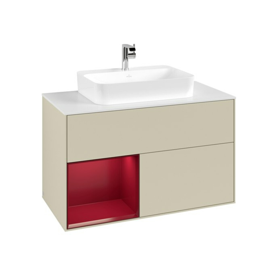 V&B Waschtischunterschrank Finion 100, Pl wh. m, Reg li Peo, si Gr m Lac