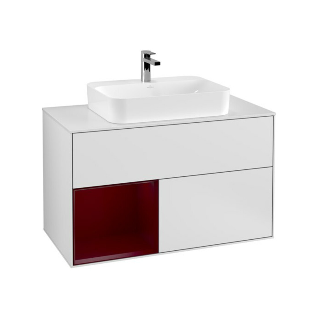 V&B Waschtischunterschrank Finion 100, Pl wh. m, Reg li Peo, wh. m Lac