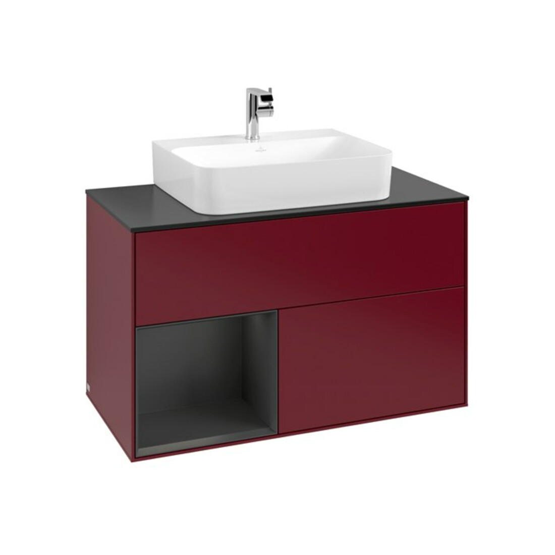 V&B Waschtischunterschrank Finion 100, Pl wh. m, Reg li si Gr m Lac, Peo m