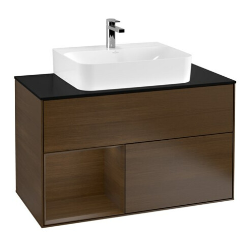 V&B Waschtischunterschrank Finion 100, Pl wh. m, Reg li wal ven, wal ven