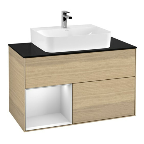 V&B Waschtischunterschrank Finion 100, Pl wh. m, Reg li wh. m Lac, Oa ven