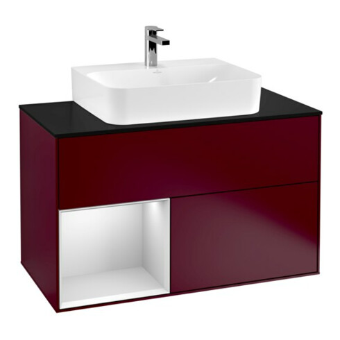 V&B Waschtischunterschrank Finion 100, Pl wh. m, Reg li wh. m Lac, Peo m