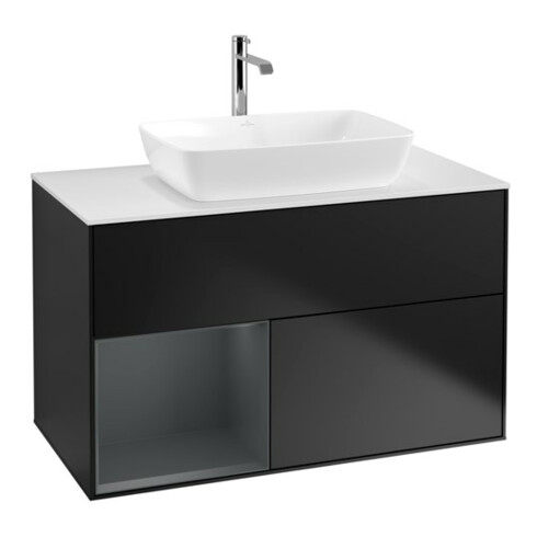 V&B Waschtischunterschrank Finion 100, Pl wh. m, Reg md m Lac, bla m Lac