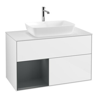 V&B Waschtischunterschrank Finion 100, Pl wh. m, Reg md m Lac, glo wh. Lac