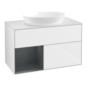 V&B Waschtischunterschrank Finion 100, Pl wh. m, Reg md m Lac, glo wh. Lac