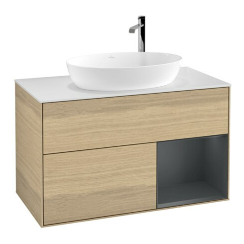 V&B Waschtischunterschrank Finion 100, Pl wh. m, Reg md m Lac, Oa ven