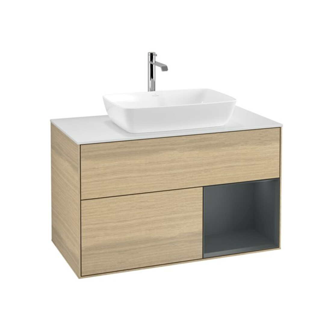 V&B Waschtischunterschrank Finion 100, Pl wh. m, Reg md m Lac, Oa ven