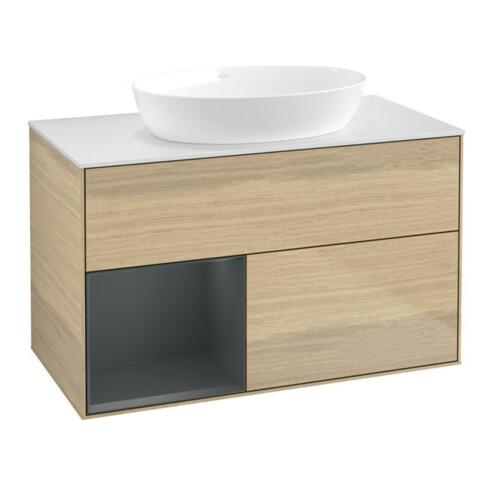 V&B Waschtischunterschrank Finion 100, Pl wh. m, Reg md m Lac, Oa ven