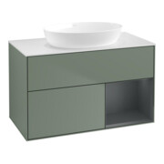 V&B Waschtischunterschrank Finion 100, Pl wh. m, Reg md m Lac, Oli. m Lac
