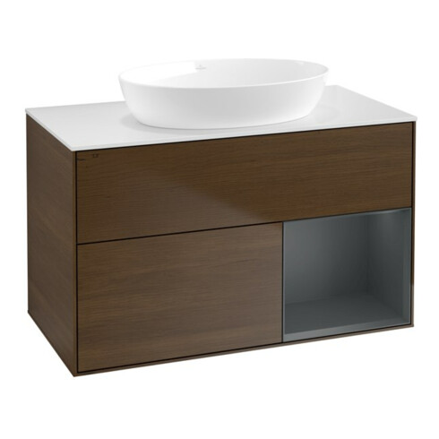 V&B Waschtischunterschrank Finion 100, Pl wh. m, Reg md m Lac, wal ven