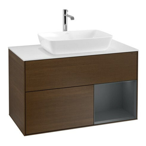 V&B Waschtischunterschrank Finion 100, Pl wh. m, Reg md m Lac, wal ven