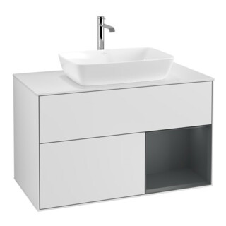 V&B Waschtischunterschrank Finion 100, Pl wh. m, Reg md m Lac, wh. m Lac