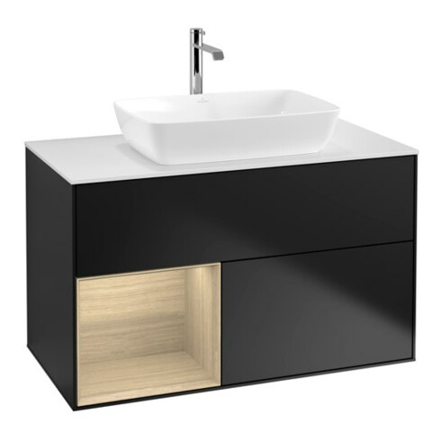 V&B Waschtischunterschrank Finion 100, Pl wh. m, Reg Oa ven, bla m Lac