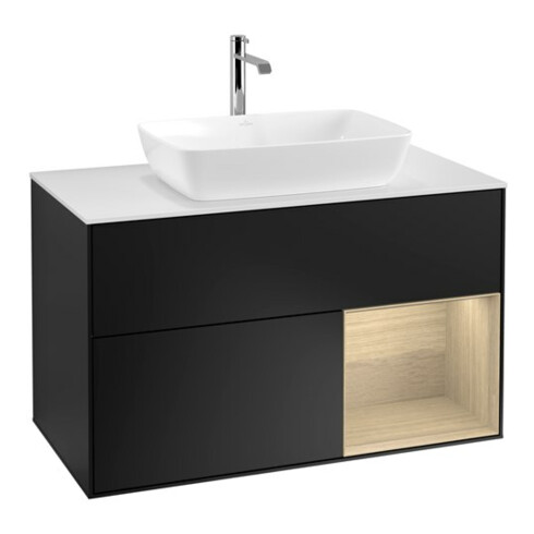 V&B Waschtischunterschrank Finion 100, Pl wh. m, Reg Oa ven, bla m Lac