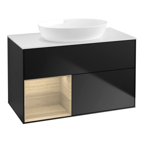 V&B Waschtischunterschrank Finion 100, Pl wh. m, Reg Oa ven, bla m Lac