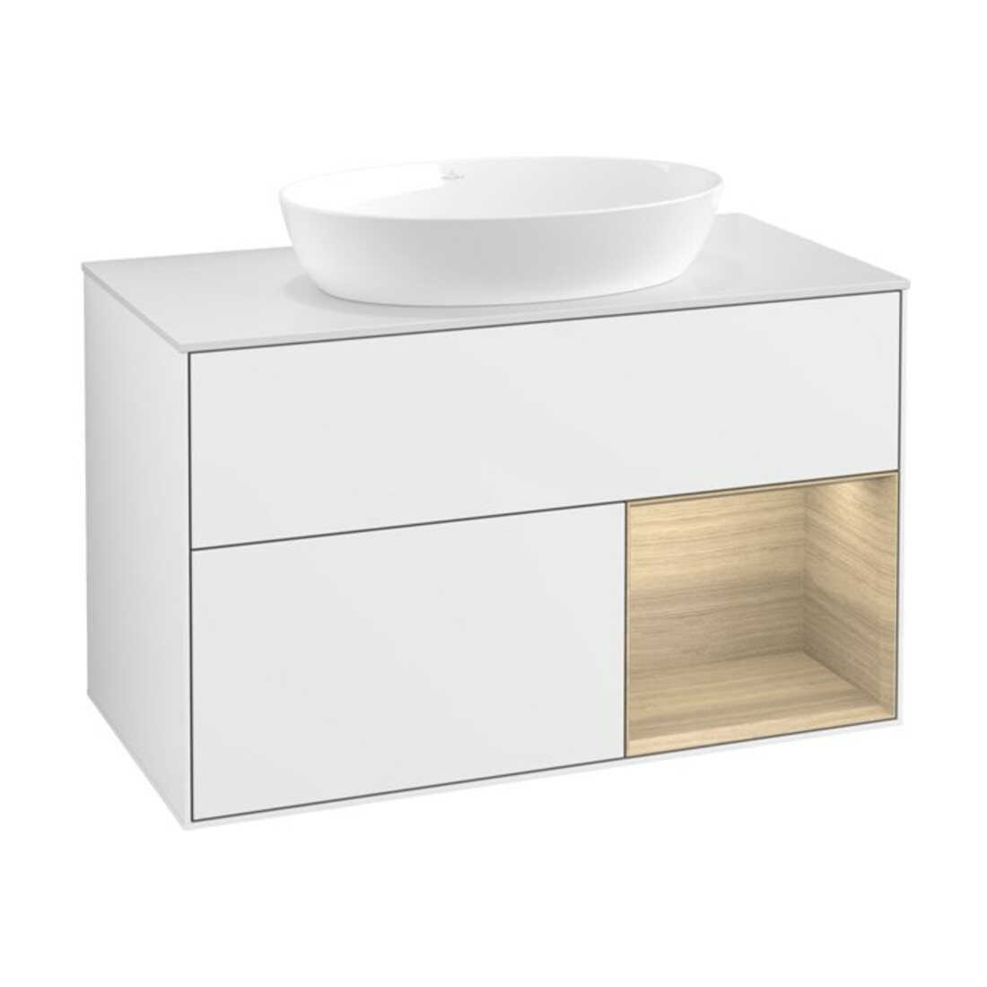 V&B Waschtischunterschrank Finion 100, Pl wh. m, Reg Oa ven, glo wh. Lac