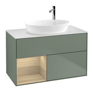 V&B Waschtischunterschrank Finion 100, Pl wh. m, Reg Oa ven, Oli. m Lac