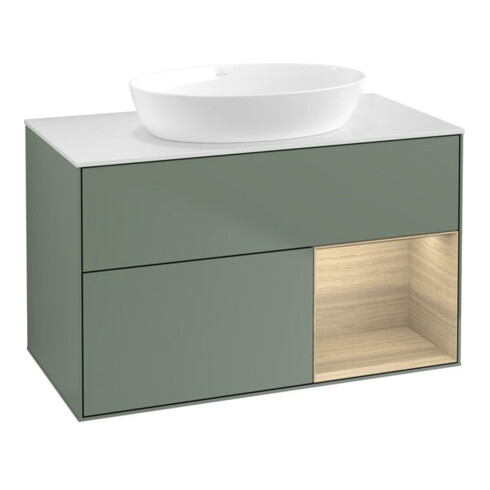 V&B Waschtischunterschrank Finion 100, Pl wh. m, Reg Oa ven, Oli. m Lac