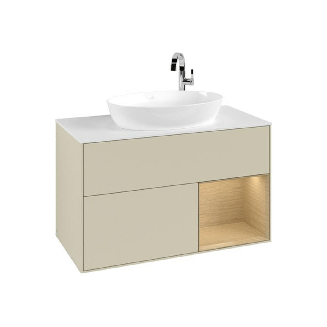 V&B Waschtischunterschrank Finion 100, Pl wh. m, Reg Oa ven, si Gr m Lac