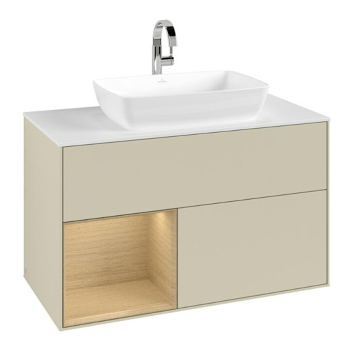 V&B Waschtischunterschrank Finion 100, Pl wh. m, Reg Oa ven, si Gr m Lac