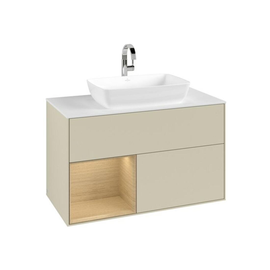 V&B Waschtischunterschrank Finion 100, Pl wh. m, Reg Oa ven, si Gr m Lac