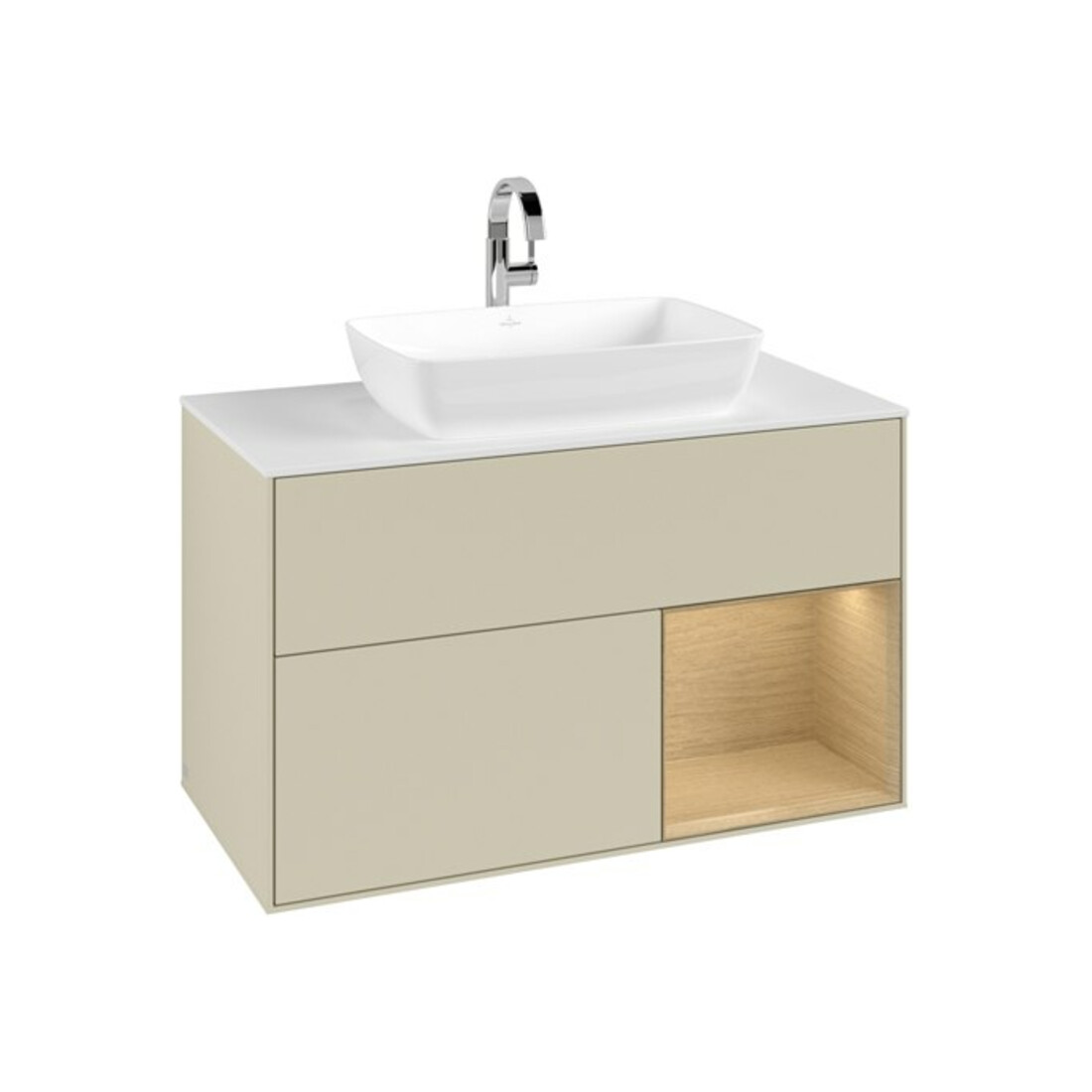 V&B Waschtischunterschrank Finion 100, Pl wh. m, Reg Oa ven, si Gr m Lac