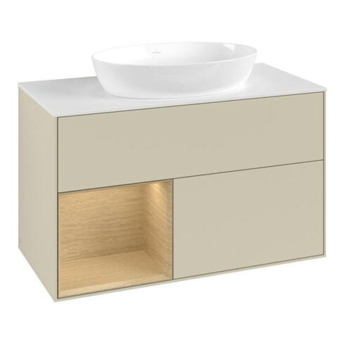 V&B Waschtischunterschrank Finion 100, Pl wh. m, Reg Oa ven, si Gr m Lac